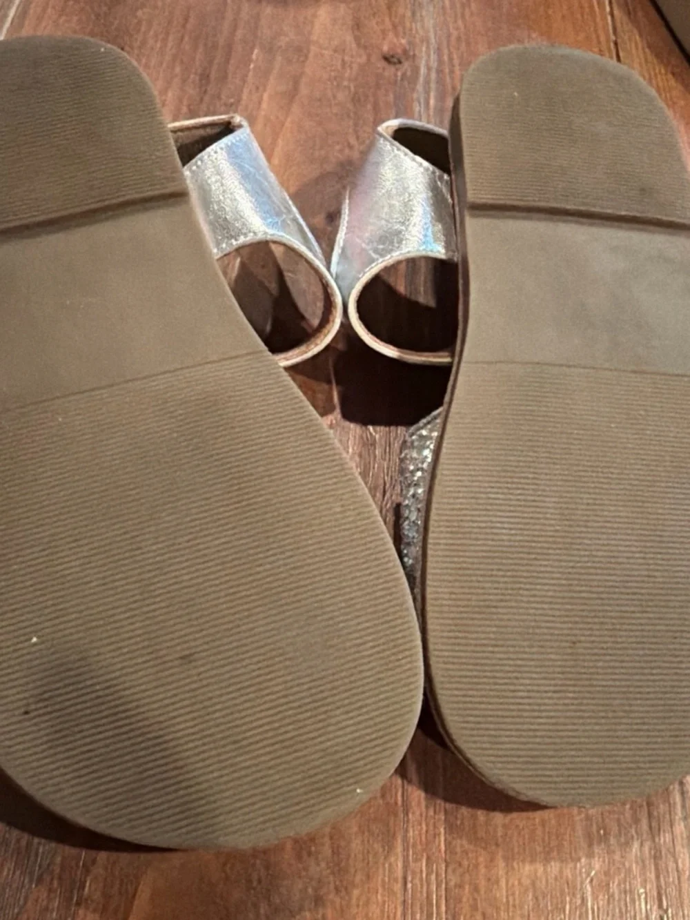 Girls' Silver Glitter Strap Dress Sandals